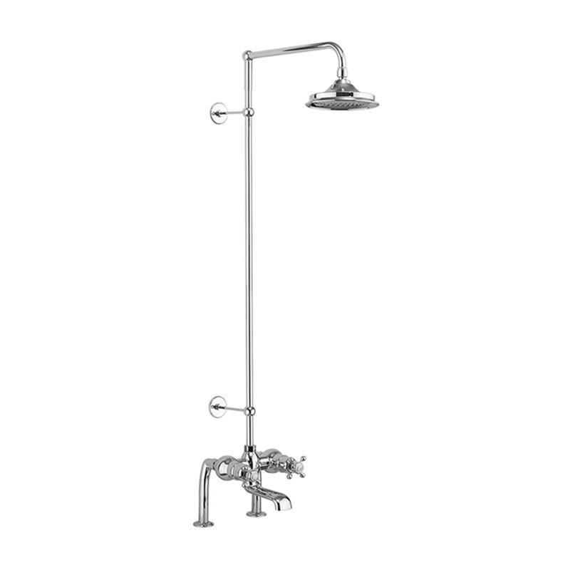 Tay Medici Thermostatic Bath Shower Mixer Deck Mounted with Rigid Riser & Swivel Shower Arm with 6 inch rose 